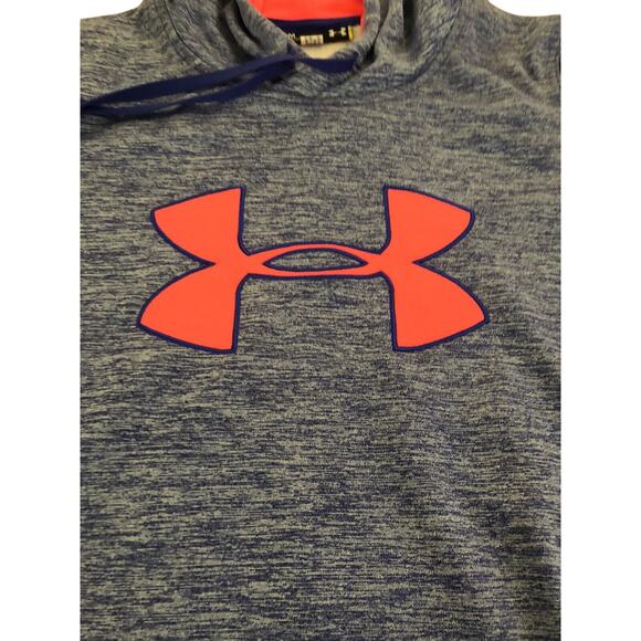 UNDER ARMOUR Loose Big Logo Hoodie in Blue Heather/ Neon Pink EUC Size XL - Picture 6 of 7